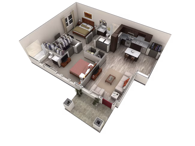2 BR Designer Courtyard Garage 121 floor plan